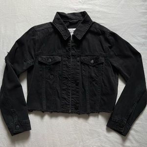 Black ripped denim jacket